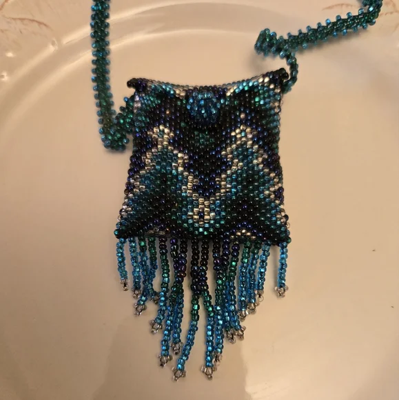 Boho Beaded Pouch Necklace - Picture 4 of 9
